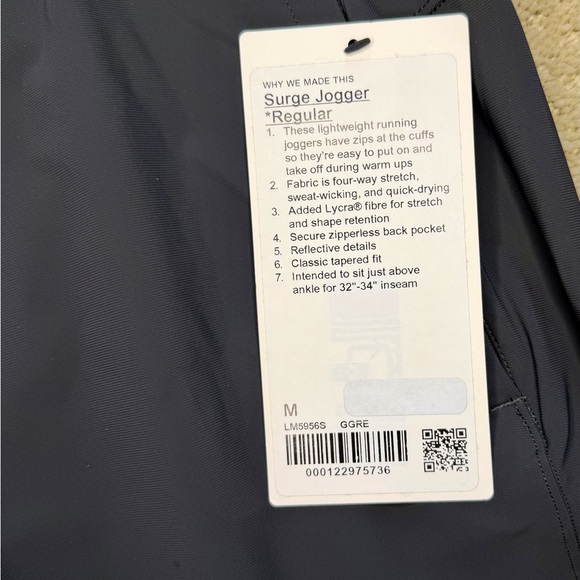 Men's Lululemon Graphite Gray Jogger Pants - Picture 2 of 5